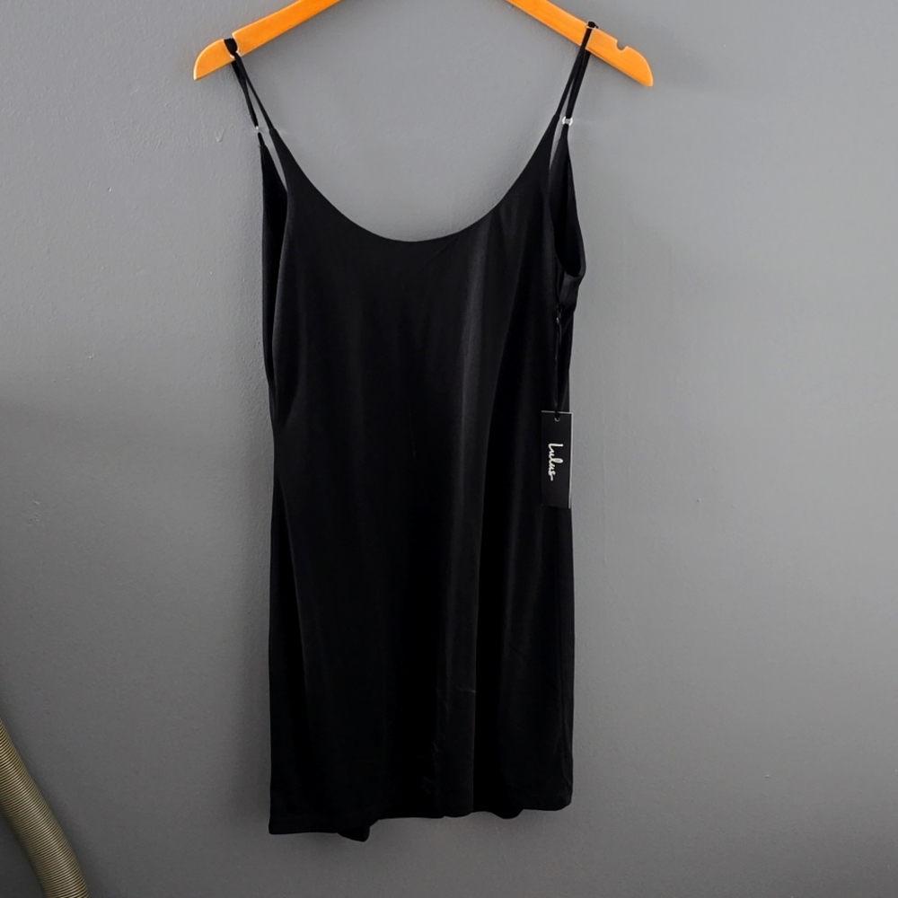 Lulu's black mini slip dress size S NWT